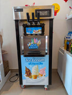Mashine ya Soft Serve Ice Cream 3 Heads 1950W - Picha ya Kweli