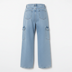 Light Blue Cargo Jeans - Back View Wide Leg