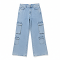 Light Blue Cargo Jeans - Flat Lay White Background