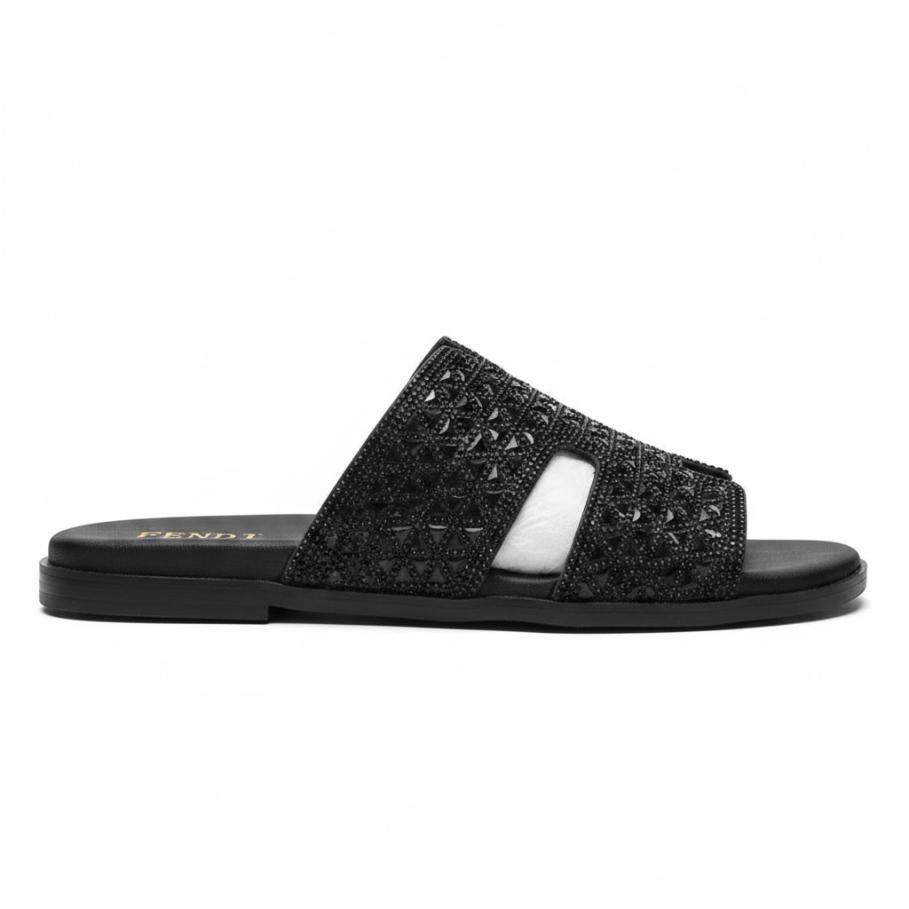Black Crystal Sandal - Side Profile
