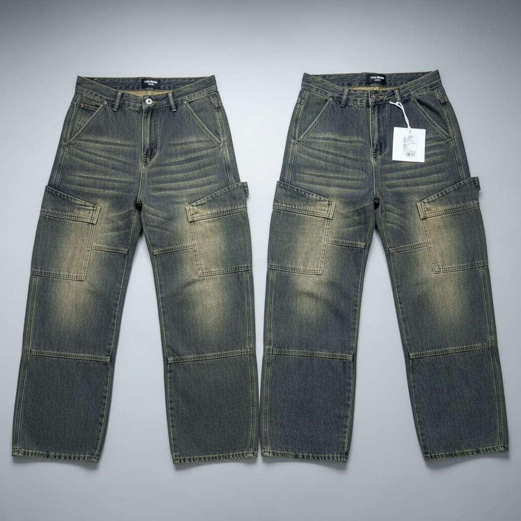 11KM Brand Cargo Jeans Flat Lay