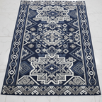Luxury Moroccan Navy Blue Rug 6x10ft flat lay