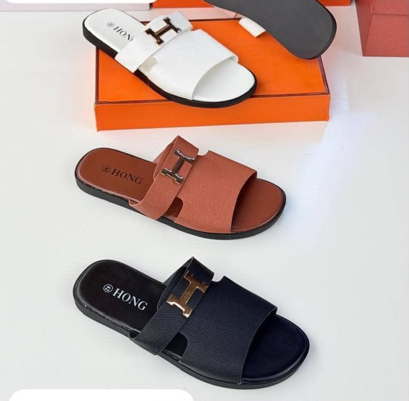 Premium H-Buckle Leather Slides - Sample