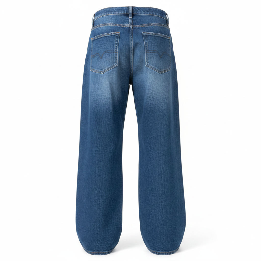 Wrap Waist Jeans - Back View Wide Leg