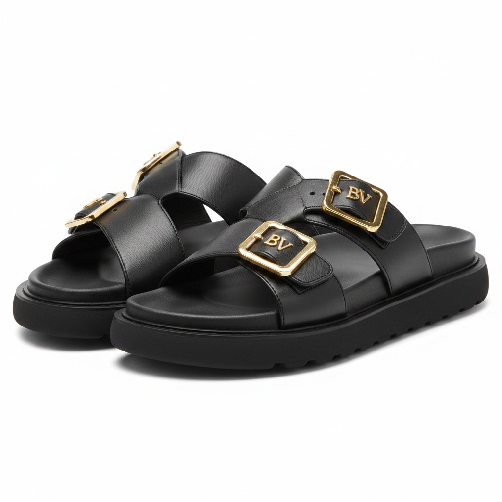 Cross Strap Sandal Black - Studio Shot 2