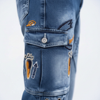 Cargo Jeans - Embroidery Patch Detail Close Up
