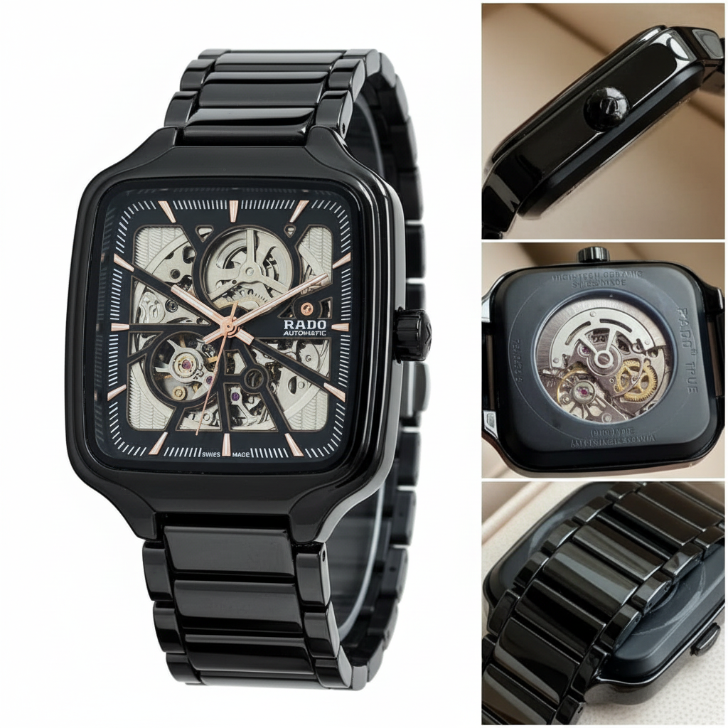 Rado True Square - Black Skeleton Detail