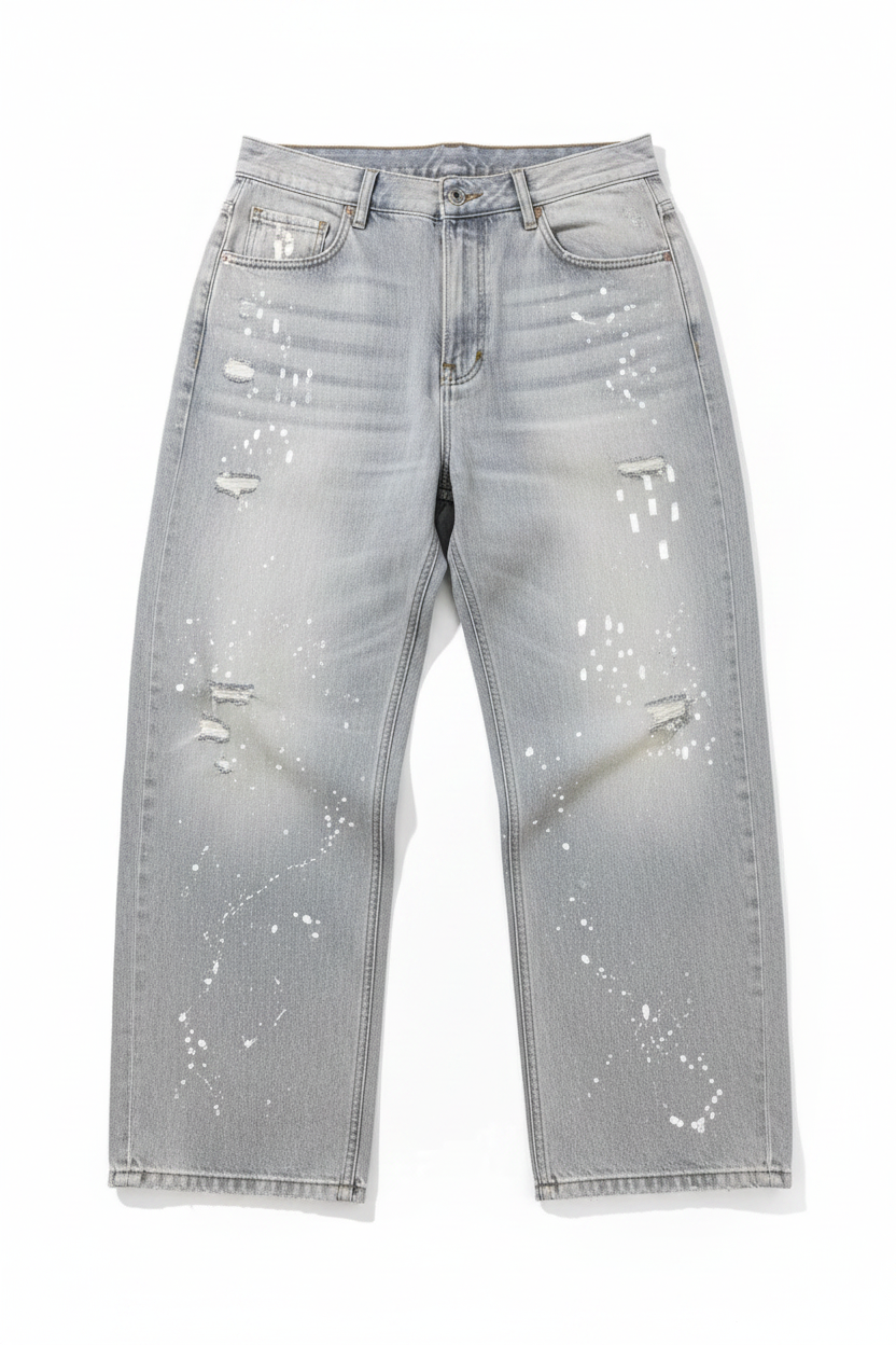 Distressed Baggy Jeans Flat Lay