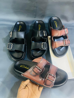Clarks Brown & Black Slides