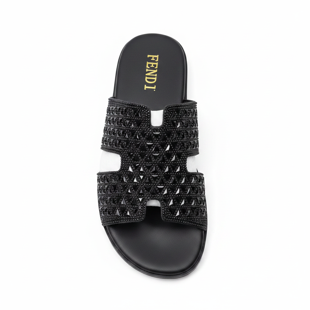 Black Crystal Sandal - Studio Shot Mbele