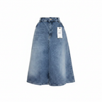 Blue Denim Skirt - Front View Waistband Detail