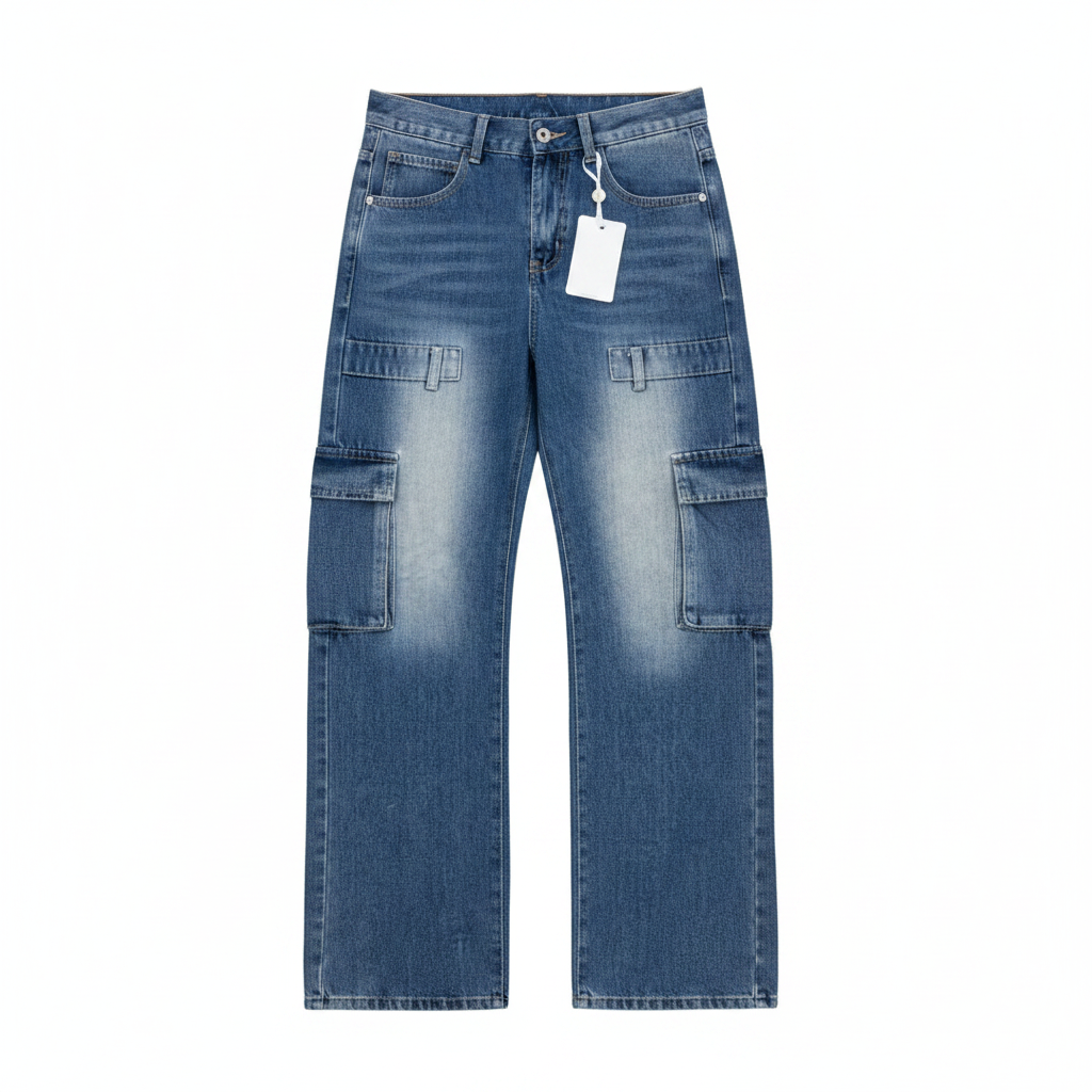 Cargo Jeans - Flat Lay White Background