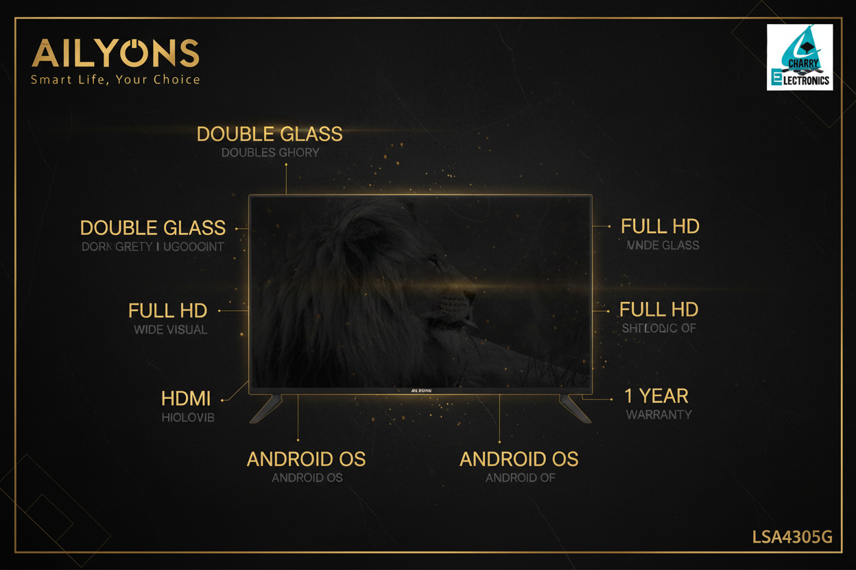 Ailyons 43" Smart TV - Infographic Specs