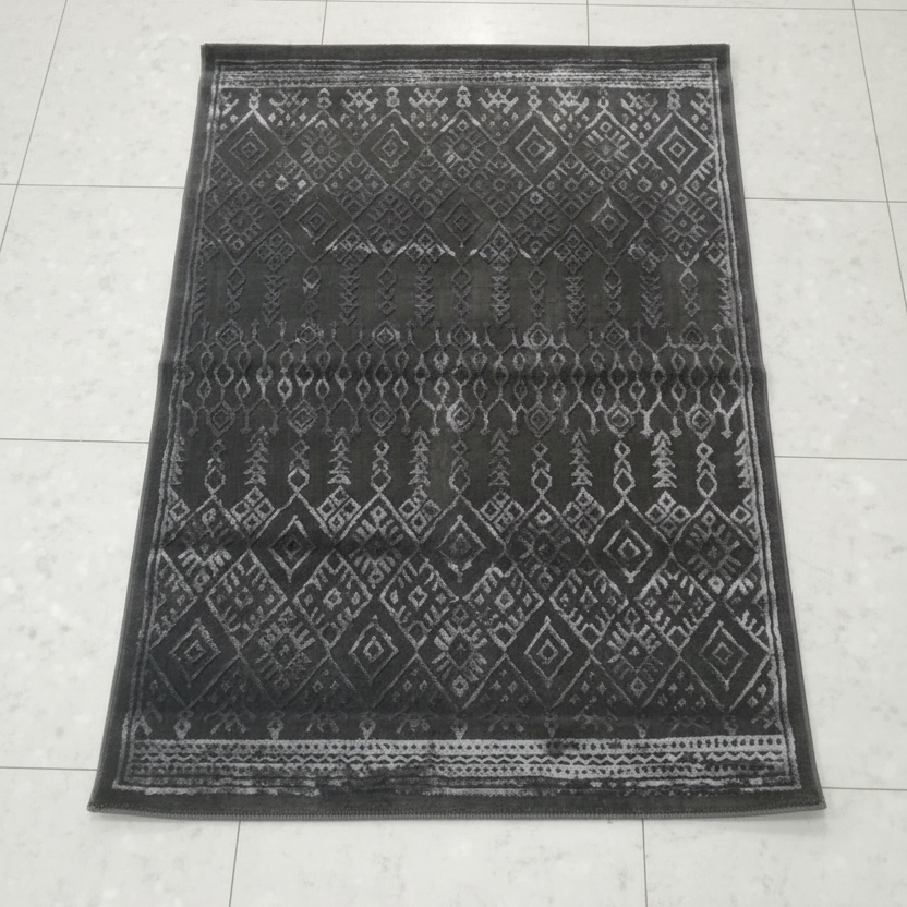Luxury Moroccan Grey Rug 4x5ft flat lay