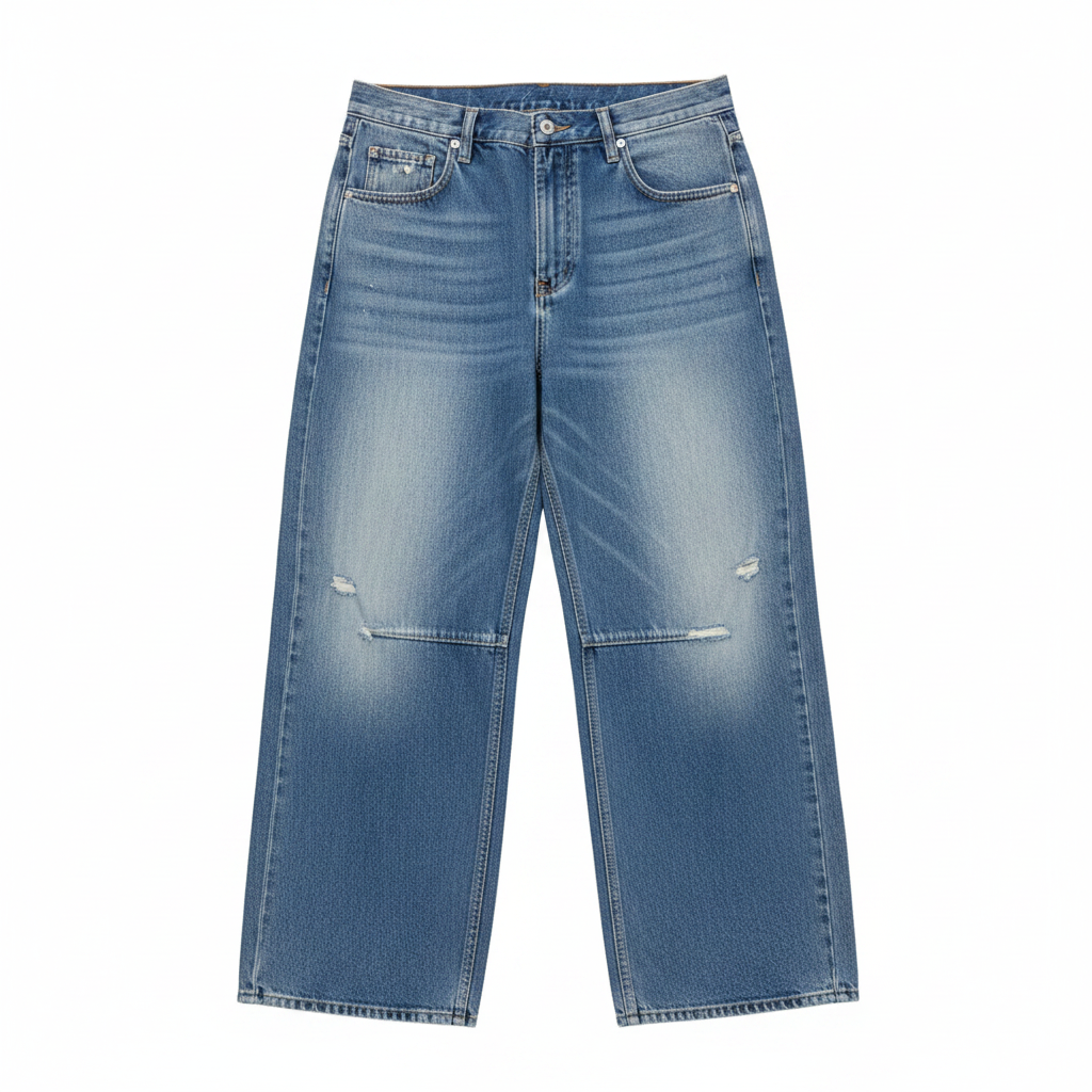 Baggy Jeans - Flat Lay White Background