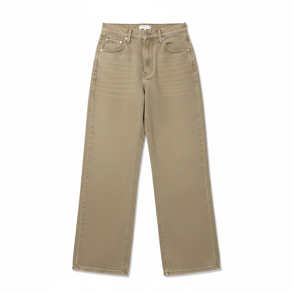 Wide Leg Jeans - Flat Lay White Background