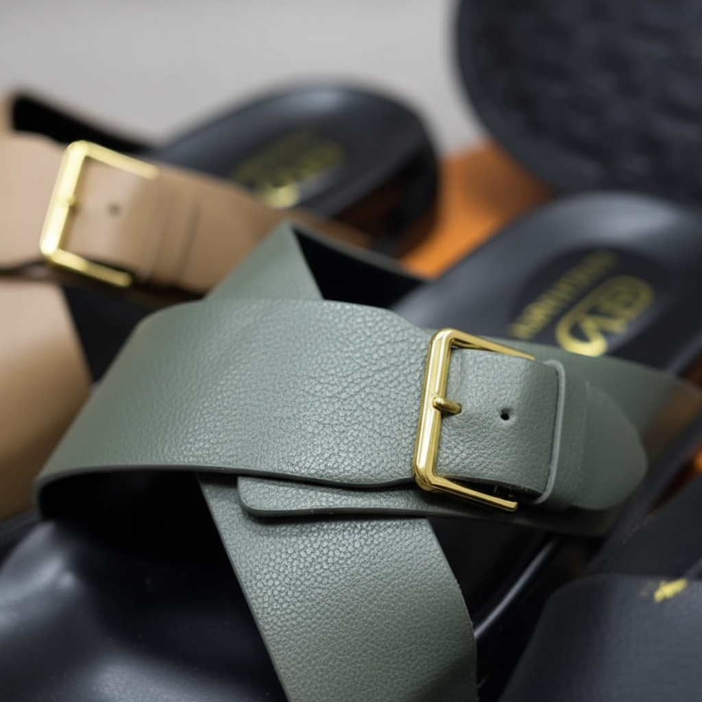Cross Strap Sandal - Detail ya Gold Buckle