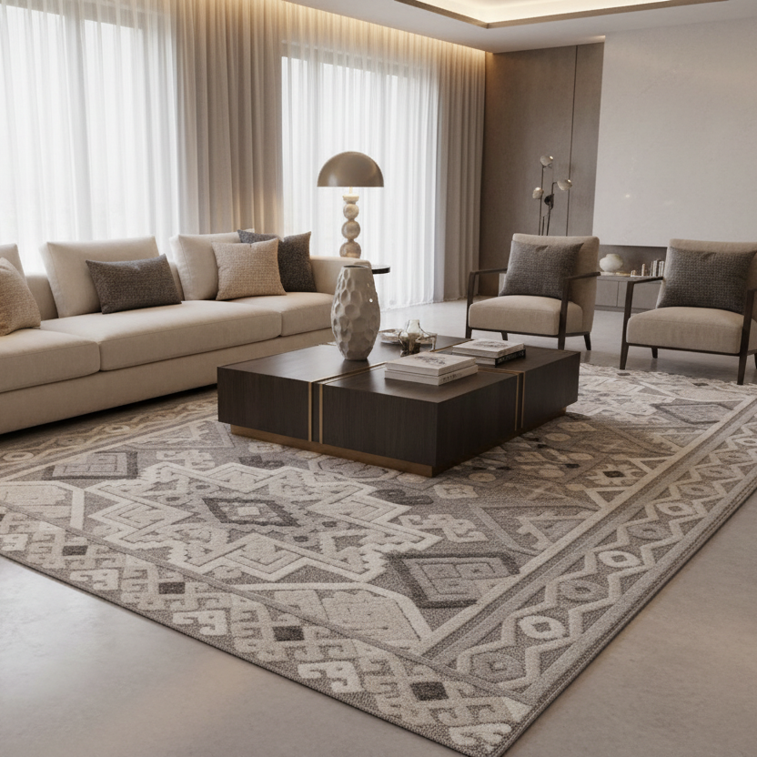 Luxury Moroccan Rug in modern living room