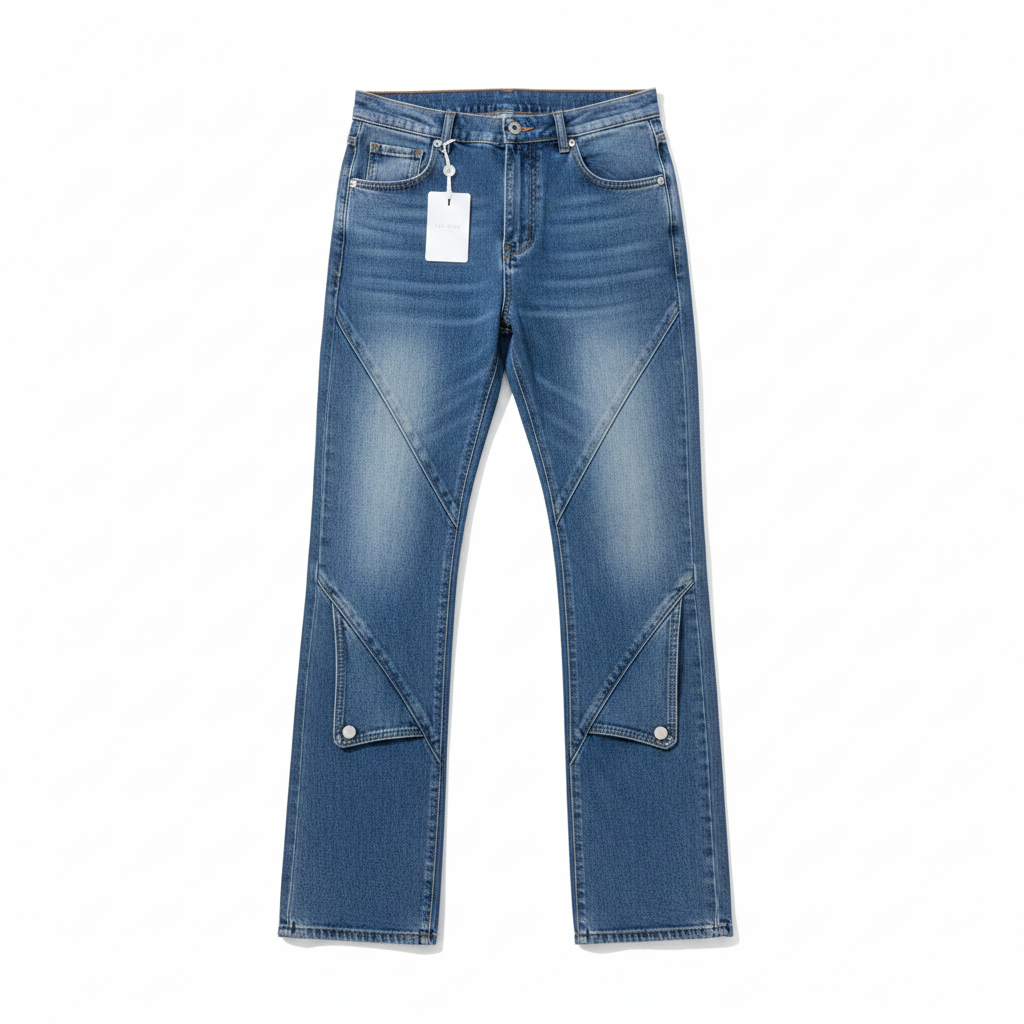 Diagonal Seam Jeans - Flat Lay White Background
