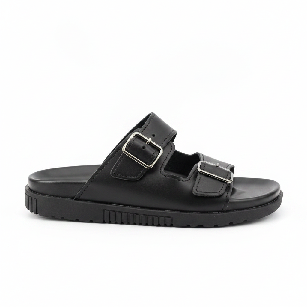 Clarks Black Slides White BG