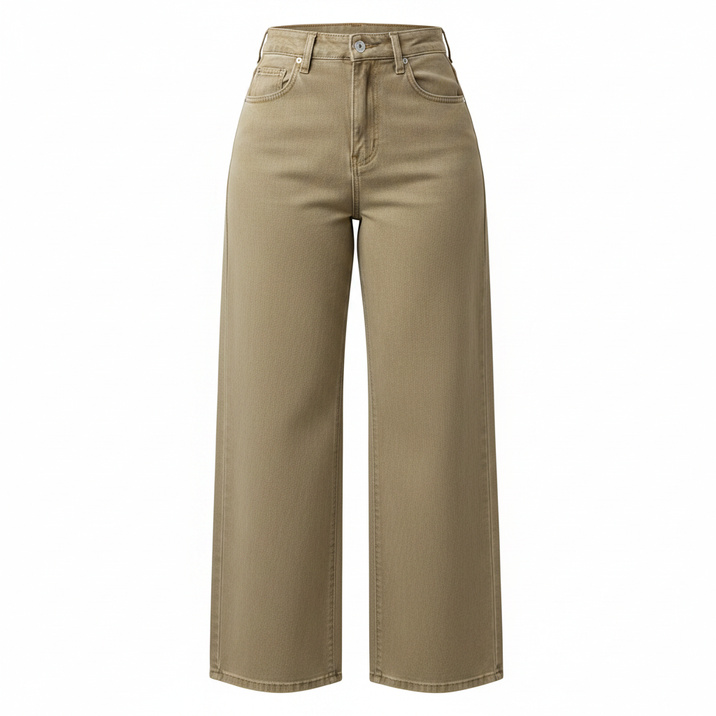 Wide Leg Jeans - Front View Waistband Detail