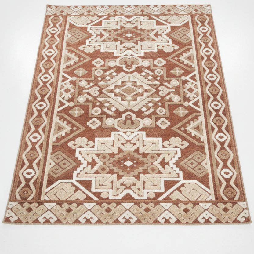 Luxury Moroccan Terracotta Rug 5x7ft flat lay