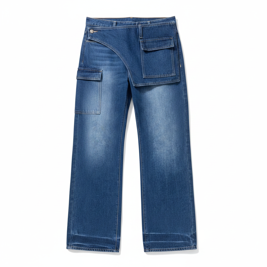 Wrap Waist Jeans - Flat Lay White Background