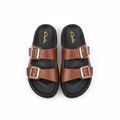 Clarks Brown Slides White BG