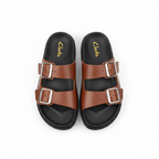 Clarks Brown Slides White BG